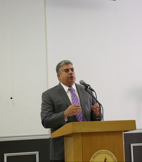 Acting Brooklyn District Attorney Eric Gonzalez delivers powerful opening remarks at an annual symposium on Campus Sexual Assault. Eagle photos by Edward King