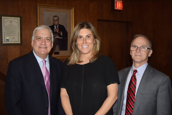 The Brooklyn Bar Association hosted a joint-CLE with the New York Guard on Wednesday where a panel that included Hon. John Ingram (not pictured) covered estate planning. Pictured from left: Gary Elias, Ellyn Kravitz and Dewey Golkin. Eagle photo by Rob Abruzzese