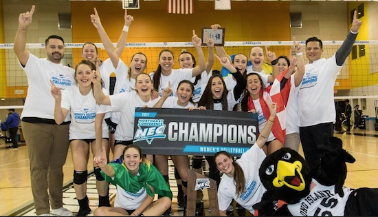 It took five grueling sets, but LIU Brooklyn once again emerged as the best women’s volleyball team in the Northeast Conference last Saturday at Downtown’s Steinberg Wellness Center. Photo courtesy of LIU Brooklyn Athletics