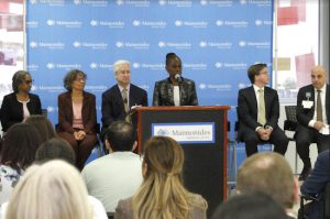 New York City First Lady Chirlane McCray tells the audience at Maimonides Medical Center that getting help from a Wellness Advocate “gives hope and strength to a survivor.” Photo courtesy of Maimonides Medical Center