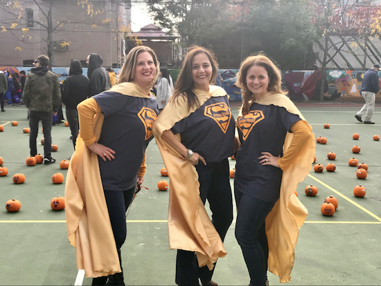 They’re Super Women! Principal Agatha Alicandro (center) and assistant principals Toni Ann Laudicina (left) and Kerry Quaglione enjoyed dressing up for the festivities at the school. Photos courtesy of Stefanie Meola