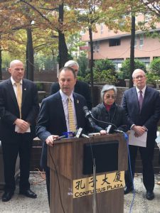 Lawyer Michael Barasch, who has represented over 10,000 first responders and survivors sickened after the Sept. 11 terror attack and its aftermath, speaks at a recent pres conference in Lower Manhattan to raise awareness of the Zadroga Act and its benefits. Photo courtesy of Butler Associates