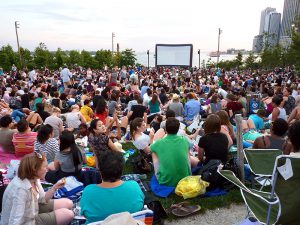 Brooklyn Bridge Park’s seventh summer season was its busiest ever, according to a year-end wrap-up sent out by park operators. Shown: The outdoor film series Movies With A View. Photo by Mary Frost