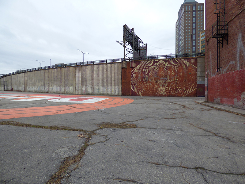 This cracked and crumbling asphalt lot in DUMBO will soon be transformed into a functioning park. Plans for its rehab have been submitted to the Public Design Commission. Photos by Mary Frost