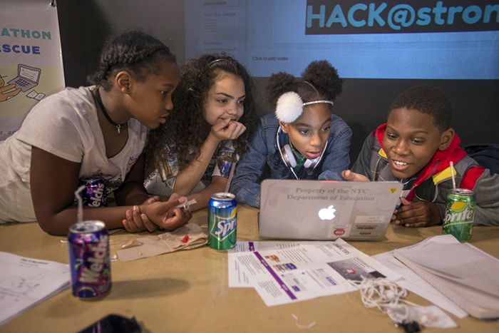 NYC middle and high school students are designing and coding computer games this week as part of Computer Science Education Week. Brooklyn schools will play a big part in a new Hack League, thanks to Borough President Eric Adams’ Code Brooklyn initiative. Photo courtesy of the NYC Department of Education