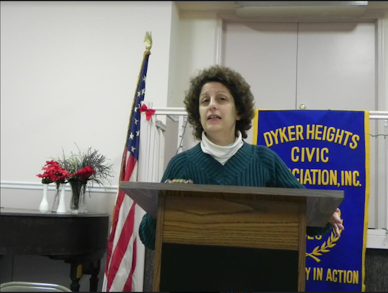 Fran Vella-Marrone, president of the Dyker Heights Civic Association, is busy planning for the organization’s big meeting on Tuesday, when members will be bringing donations for the Toys for Tots charity drive. Eagle file photo by Paula Katinas