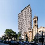 Hope Street Capital plans to build an apartment tower that would be visible on the Clinton Avenue block where the Church of St. Luke and St. Matthew is located. Rendering by Morris Adjmi Architects via the Landmarks Preservation Commission