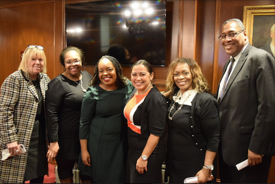 The Brooklyn Legal Pipeline Initiative will help teach students to network and will provide them with a mentor and a summer internship if they successfully complete a five-course program. Pictured are past Pipeline faculty (from left): Claire Rush, Tahesha Osignowo, Paula Edgar, Hon. Joanne Quinones, Rodney Pepe-Souvenir and Lance Ogiste.