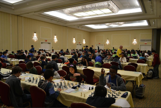 Hundreds of students from both public and private high schools from in and around New York City gathered at the New York Marriott at the Brooklyn Bridge in Downtown Brooklyn on Sunday to participate in the 2018 New York City High School Chess Championship. Eagle photo by Rob Abruzzese