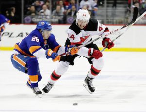 Sebastian Aho and the rest of the Islanders were a few lengths behind the Devils all night during Tuesday night’s 4-1 loss to New Jersey at Downtown’s Barclays Center. AP Photo by Frank Franklin II