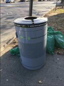 East New York shoppers will soon be seeing a lot of these litter baskets on their sidewalks. Photo courtesy of the Dept. of Small Business Services
