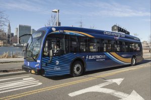 Gov. Andrew Cuomo and MTA announced on Monday the start of a three-year pilot program for 10 new, all-electric buses. Using “lessons learned” during the pilot phase, MTA intends to purchase an additional 60 electric buses. Photos courtesy of Gov. Cuomo’s office