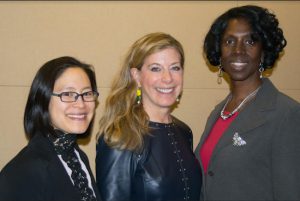 Judge Lillian Wan (left), of Brooklyn’s Family Court, was the speaker at the Brooklyn Women’s Bar Association’s Lunch with a Judge event. Judge Wan is pictured here with BWBA President Michele Mirman (center) and Hon. Sylvia Ash (right). Eagle photo by Rob Abruzzese