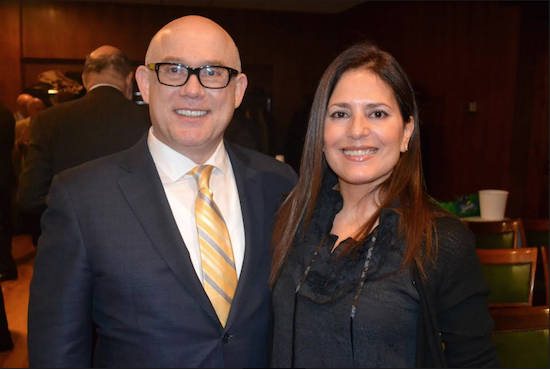 Jay Schwitzman and Monique Rivera Schwitzman at the KCCBA's annual holiday party in 2013. Eagle file photo by Rob Abruzzese