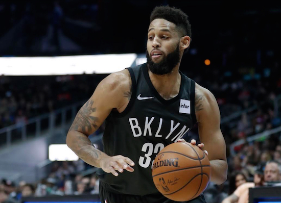 Allen Crabbe poured in a career-high 34 points Wednesday night in Detroit, but it wasn’t enough to help the slumping Brooklyn Nets get past the Pistons. AP photo by John Bazemore