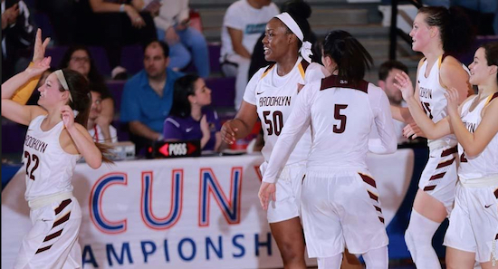 The Brooklyn College women’s basketball team advanced to the CUNYAC Championship game for a fourth consecutive season with Wednesday night’s victory over Hunter at CCNY. Photo courtesy of Brooklyn College Athletics