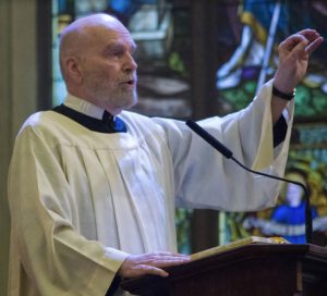 The Rev. Dennis Corrado, C.O., the co-founding pastor of the Brooklyn Oratory, emphasizes joy that was a special gift of 16th-century St. Philip Neri. Eagle photo by Francesca N. Tate