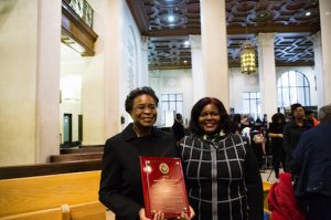 Hon. L. Priscilla Hall (left) was the keynote speaker at the Black History Month ceremony at the Criminal Court in Brooklyn. Also pictured is Hon. Claudia Daniels-DePeyster, co-chair of the court's Black History Month Committee. Eagle photos by Edward King