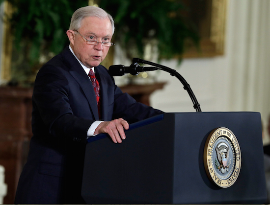 Attorney General Jeff Sessions announced one of the largest coordinated sweeps for elder fraud cases in the country's history which will involve the U.S. Attorney’s Office for the Eastern District of New York. AP Photo/Evan Vucci