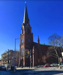 This is St. Paul's Roman Catholic Church, the Cobble Hill house of worship where early 19th-century philanthropist Cornelius Heeney is buried. Eagle photos by Lore Croghan