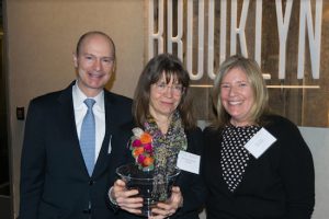 The Brooklyn Bar Association’s Volunteer Lawyers Project (VLP) recently honored three people including Hon. Elizabeth Stong during its annual Volunteer Recognition Event last Wednesday. Pictured are Hon. Elizabeth S. Stong (center) with Terri Letica (right) and Nick Letica (left), the people who helped to create the VLP in 1990. Eagle photos by Rob Abruzzese