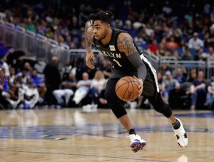 D’Angelo Russell showed off his much-improved all-around game in Brooklyn’s victory against Orlando on Wednesday night. Russell is playing his best ball since coming to the Nets in last summer’s deal with the Los Angeles Lakers. AP Photo by John Raoux