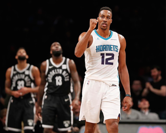 Dwight Howard had an historic night at the Nets’ expense Wednesday, helping Charlotte rally from 23 down in the second half for a 111-105 victory over Brooklyn at Downtown’s Barclays Center. AP Photo by Kathy Willens