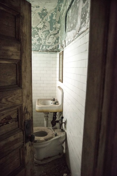 A bathroom in the hospital complex. 