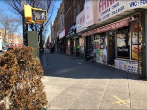 Community Board 10 officials said residents have requested the board’s help in getting an NYPD security camera installed at this corner, Fifth Avenue and 81st Street, in Bay Ridge. Eagle photos by Paula Katinas