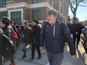 Like their peers across the country, New Utrecht High School students conducted a walkout during the school day to protest gun violence. Eagle photo by Paula Katinas