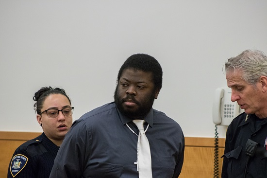 Daniel St. Hubert is on trial for murder and other charges at Brooklyn Supreme Court for allegedly stabbing to death a child and injuring another in a public housing elevator. Eagle file photo by Paul Frangipane