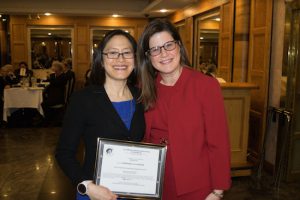 Hon. Lillian Wan, judge in the Kings County Family Court, was the guest speaker at this month's meeting of the Columbian Lawyers Association of Brooklyn. Wan is pictured left with Linda LoCascio, president of the Columbian Lawyers. Eagle photos by Rob Abruzzese