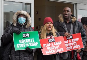 Ralph Nimmons’s aunt Eliose Siverls, left, joined protesters calling for a boycott of Stop & Shop, where her nephew was killed.