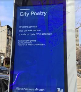 National Poetry Month brings a bit of unexpected magic to LinkNYC’s sidewalk kiosks. Eagle photo by Mary Frost