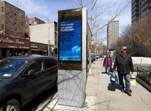 Residents can now vote to fund community projects in their neighborhood using LinkNYC kiosks, like this one on Henry Street in Brooklyn Heights. Photo by Mary Frost