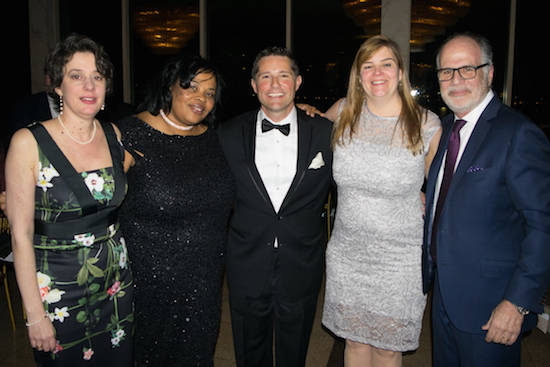 The Kings County Criminal Bar Association honored four people during its annual dinner dance at Giando on the Water on Saturday. Pictured from the left are honorees: Hon. Dineen A. Riviezzo, Danielle V. Eaddy, KCCBA President Michael Cibella, Siobhan Shea-Gillespie and Stuart D. Rubin. Eagle photos by Rob Abruzzese