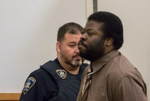 Daniel St. Hubert was found guilty of murder and attempted murder for repeatedly stabbing two young children in a public housing elevator. Eagle photos by Paul Frangipane