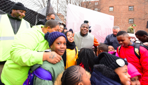 Comic legend Tracy Morgan, a native of Bushwick, cut the ribbon on the new Marcy Playground on Tuesday.