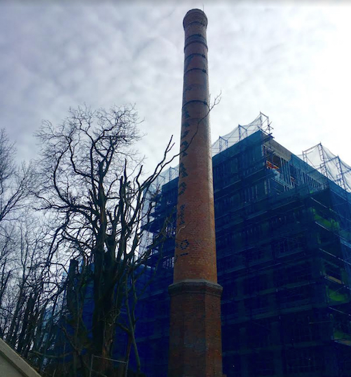 The Vitagraph Smokestack stands tall in Midwood. Eagle photos by Lore Croghan