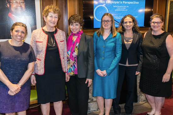The Brooklyn Bar Association hosted Justice Katherine Levine and a team of attorneys for a CLE on labor law for domestic workers. Pictured from left: Brigette Renaud, Hon. Katherine A. Levine, Antonia Kousoulas, Joan Lenihan, Rebecca Nathanson and Rachel Demarest Gold. Eagle photo by Rob Abruzzese