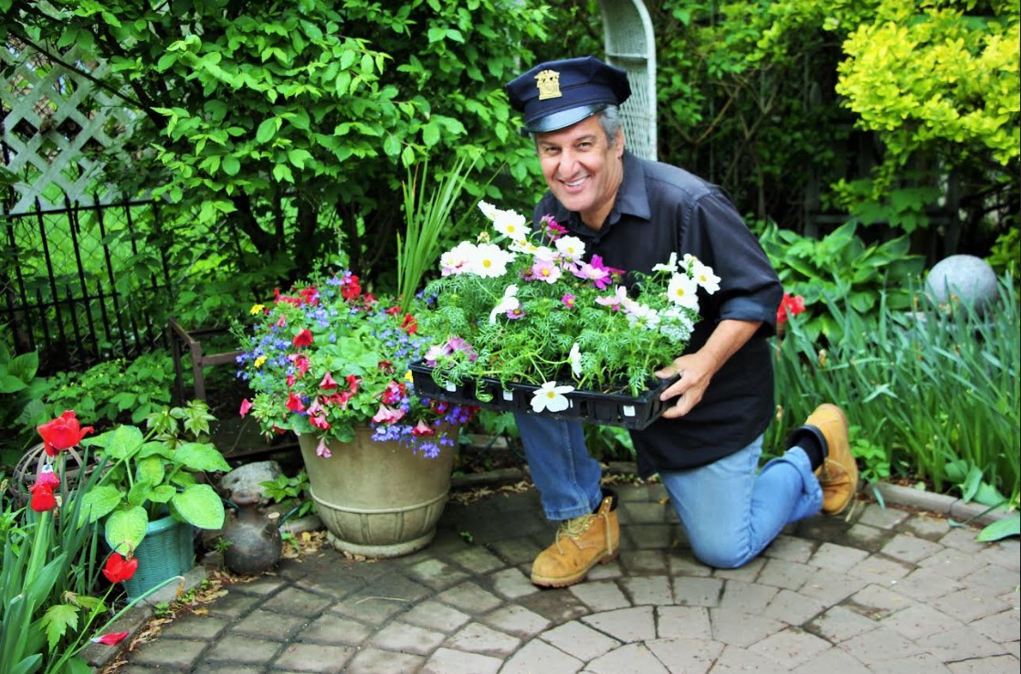 Guarding the garden: Belluomo’s biggest hobby is to tend the garden in the backyard of his Staten Island home.