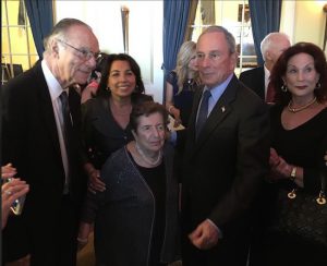 Bestselling author Nicholas Pileggi (left), Mary Sansone and former Mayor Mike Bloomberg at Mary Sansone’s 100th birthday celebration.