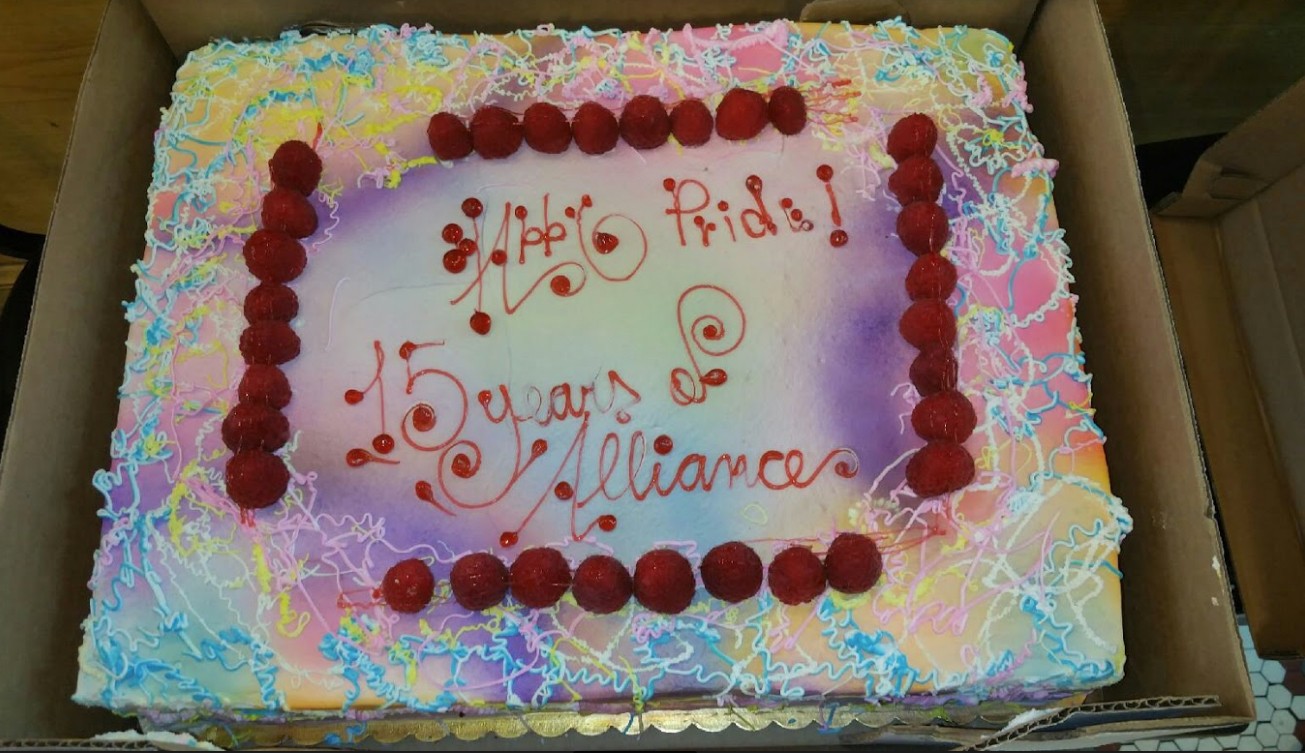 A birthday cake celebrating 15 years of the Alliance. Photo courtesy of Marc Levine