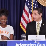 Joining Governor Cuomo at Tuesday’s announcement was Aalayah Eastmond, a student at Marjory Stoneman Douglas High School in Parkland, Florida, who survived a mass shooting earlier this year.  Photo by Kevin P. Coughlin/Office of Gov. Andrew M. Cuomo