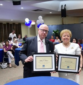Honorees Jeffrey Feldman and Miriam Arato with their proclamations. Eagle photo by Andy Katz