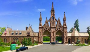The landmarked entrance to Green-Wood Cemetery. Eagle photos by Lore Croghan