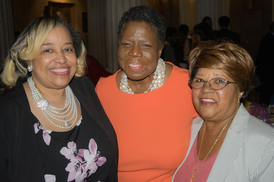 Members of Brooklyn’s legal community met at Borough Hall in Downtown Brooklyn on Friday for the retirement party of Hon. Gloria M. Dabiri (center). She is pictured with long-time colleagues Hon. Deborah Dowling (left) and Hon. Yvonne Lewis (right). Eagle photos by Rob Abruzzese