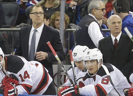 Former Devils defenseman Scott Stevens (left) may be one of the candidates Lou Lamoriello is considering for the Islanders’ vacant head coaching position. AP Photo by Frank Franklin II