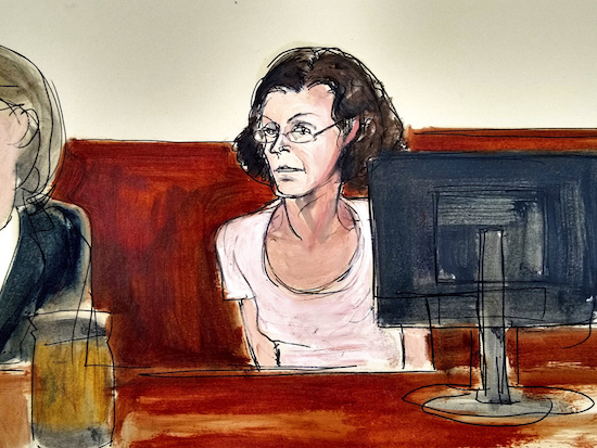 In this courtroom drawing, Clare Bronfman, is arraigned at Brooklyn federal court on Tuesday. Bronfman, a daughter of the late billionaire philanthropist and former Seagram chairman Edgar Bronfman Sr., and three other people associated with the NXIVM organization were taken into custody and charged with racketeering conspiracy, the U.S. attorney's office in the Brooklyn borough of New York announced. AP Photo/Elizabeth Williams
