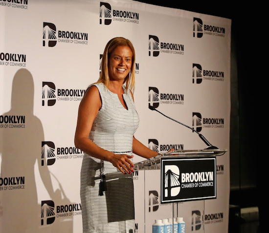 Brooklyn Chamber of Commerce Co-Chair Ana Oliveira addresses the audience. Eagle photos by Andy Katz